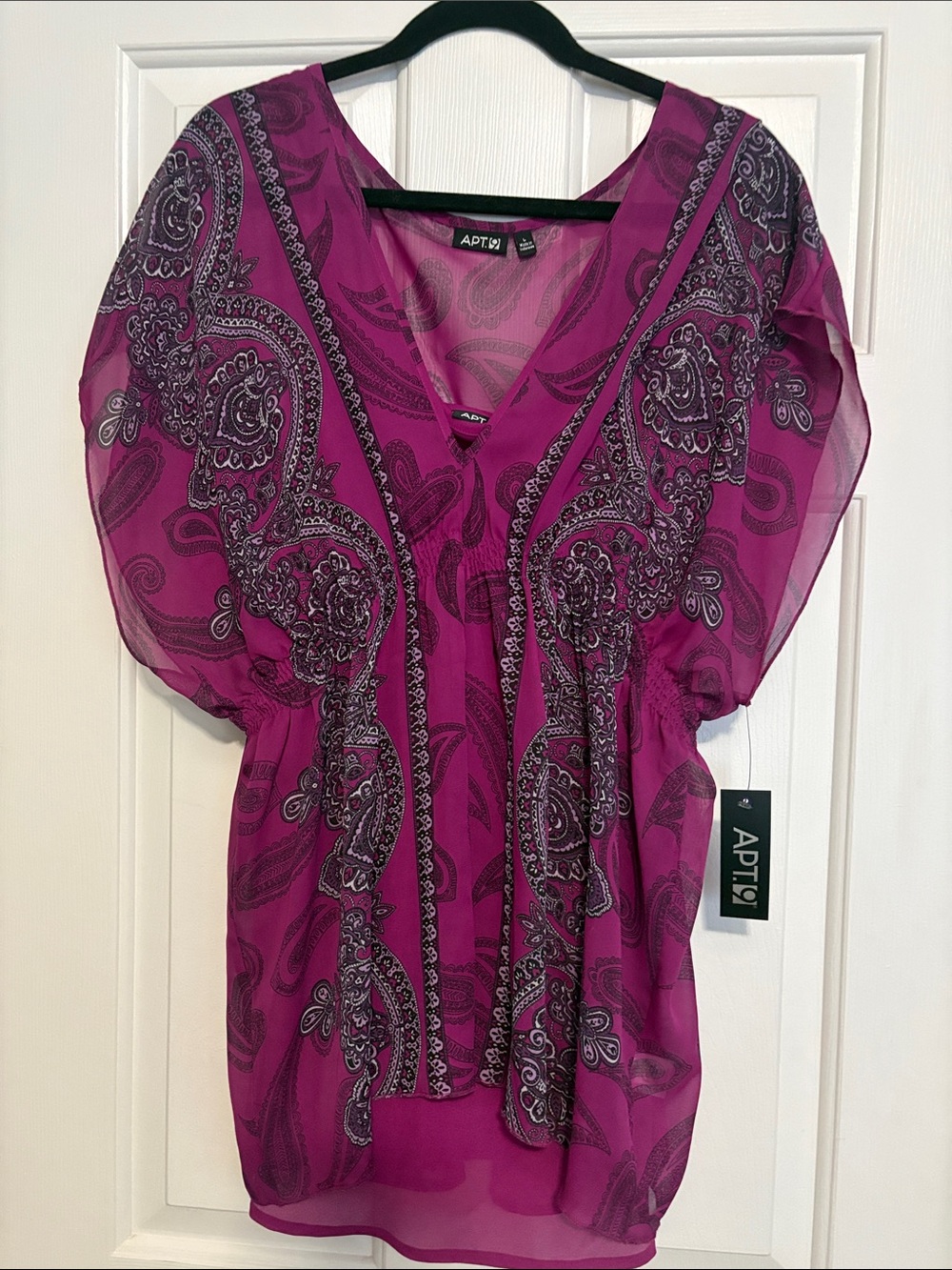 Apt. 9 Two-piece Magenta Paisley V-Neck Tunic